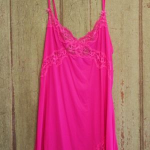 Victoria's Secret pink slip with lace lingerie.